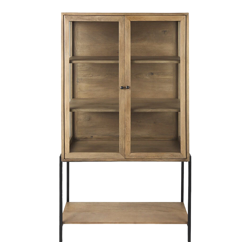 INDIANA 2 DOOR CABINET TALL LIGHT BROWN