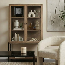 INDIANA 2 DOOR CABINET TALL LIGHT BROWN