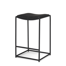MARCO COUNTER STOOL LEATHER AND METAL BLACK