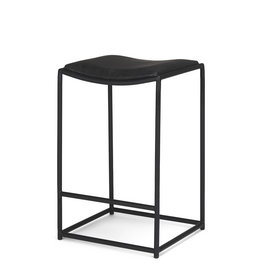 MARCO COUNTER STOOL LEATHER AND METAL BLACK
