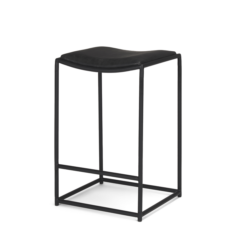MARCO COUNTER STOOL LEATHER AND METAL BLACK