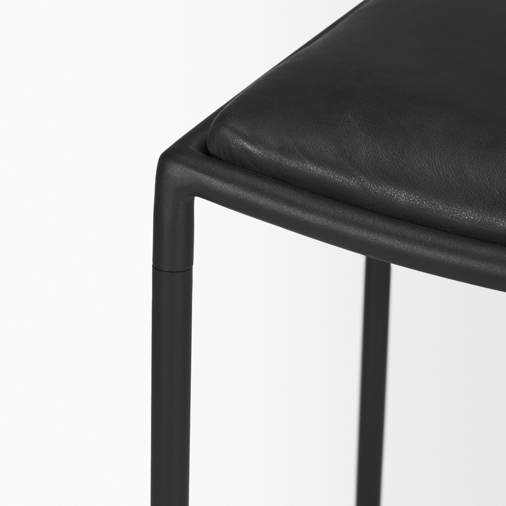 MARCO COUNTER STOOL LEATHER AND METAL BLACK