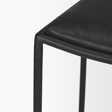 MARCO COUNTER STOOL LEATHER AND METAL BLACK