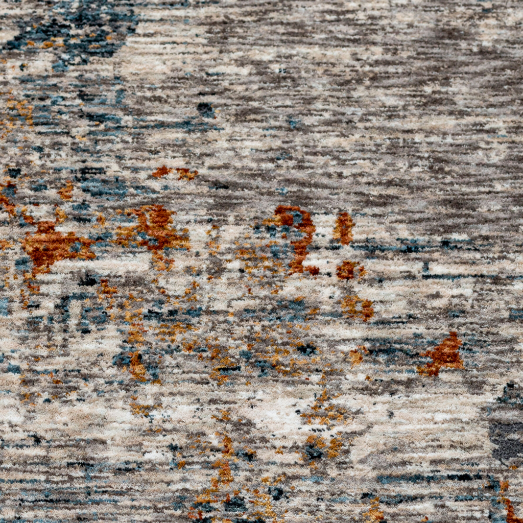 CARMELLO 7'10" ROUND GREY NEUTRAL RUST DARK BLUE