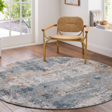 CARMELLO 7'10" ROUND GREY NEUTRAL RUST DARK BLUE