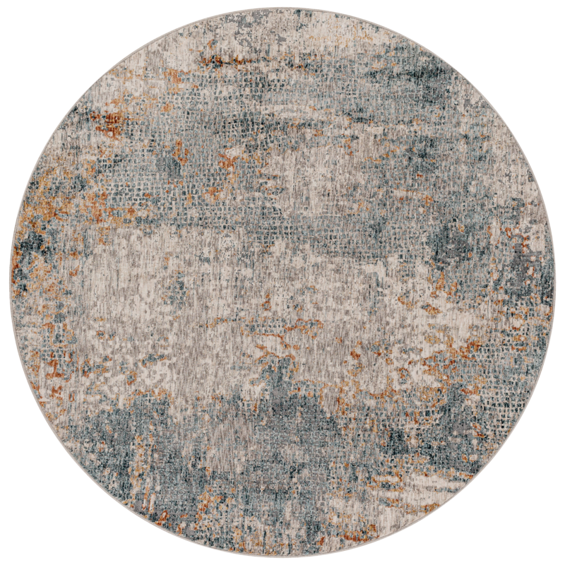 CARMELLO 7'10" ROUND GREY NEUTRAL RUST DARK BLUE