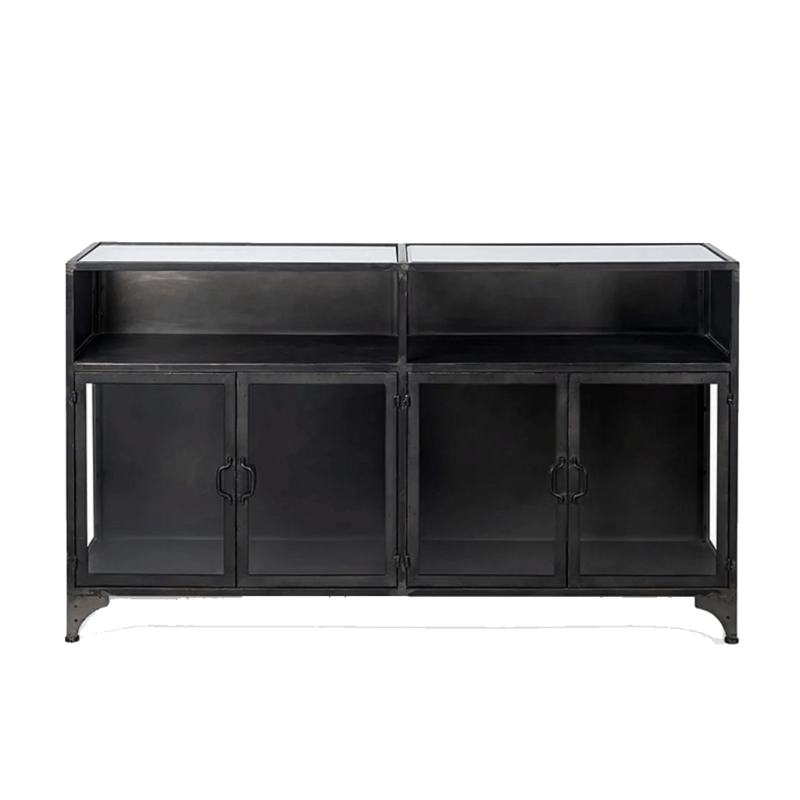TRAVELLER DISPLAY CABINET GLASS AND METAL BLACK