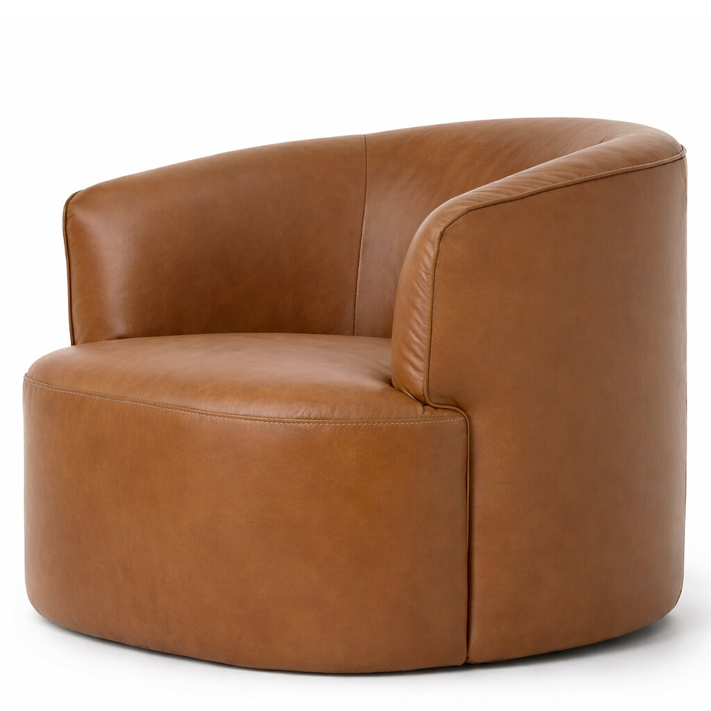 GOLFO SWIVEL CHAIR LEATHER BROWN