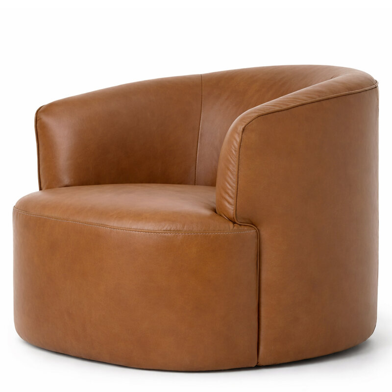 GOLFO SWIVEL CHAIR LEATHER BROWN
