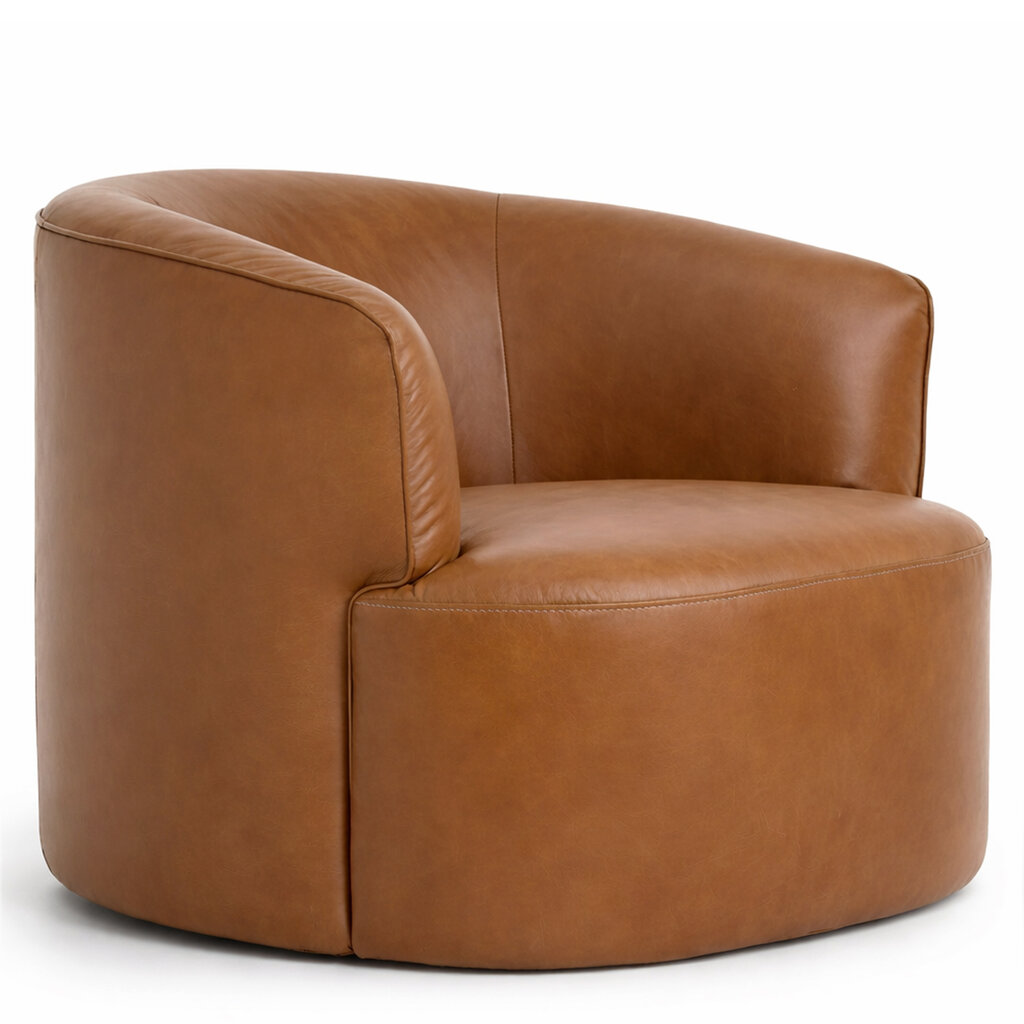 GOLFO SWIVEL CHAIR LEATHER BROWN