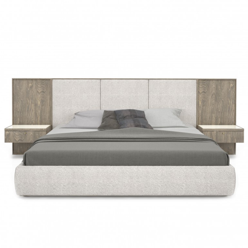WELLINGTON UPHOLSTERED BED EXTENDED w/ NIGHTSTANDS By HUPPE