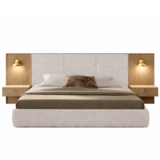 WELLINGTON UPHOLSTERED BED EXTENDED w/ NIGHTSTANDS By HUPPE