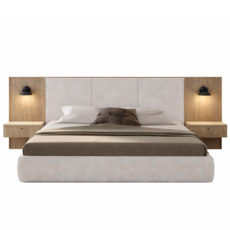 WELLINGTON UPHOLSTERED BED EXTENDED w/ NIGHTSTANDS By HUPPE