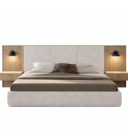 WELLINGTON UPHOLSTERED BED EXTENDED w/ NIGHTSTANDS By HUPPE
