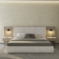 WELLINGTON UPHOLSTERED BED EXTENDED w/ NIGHTSTANDS By HUPPE