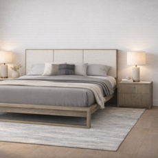 WELLINGTON UPHOLSTERED HEADBOARD BIRCH BED By HUPPE