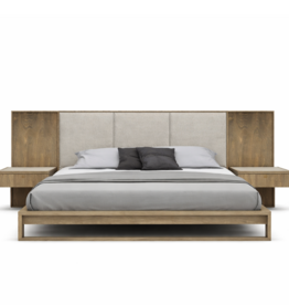 WELLINGTON UPHOLSTERED HEADBOARD BIRCH BED EXTENDED w/ NIGHTSTANDS By HUPPE