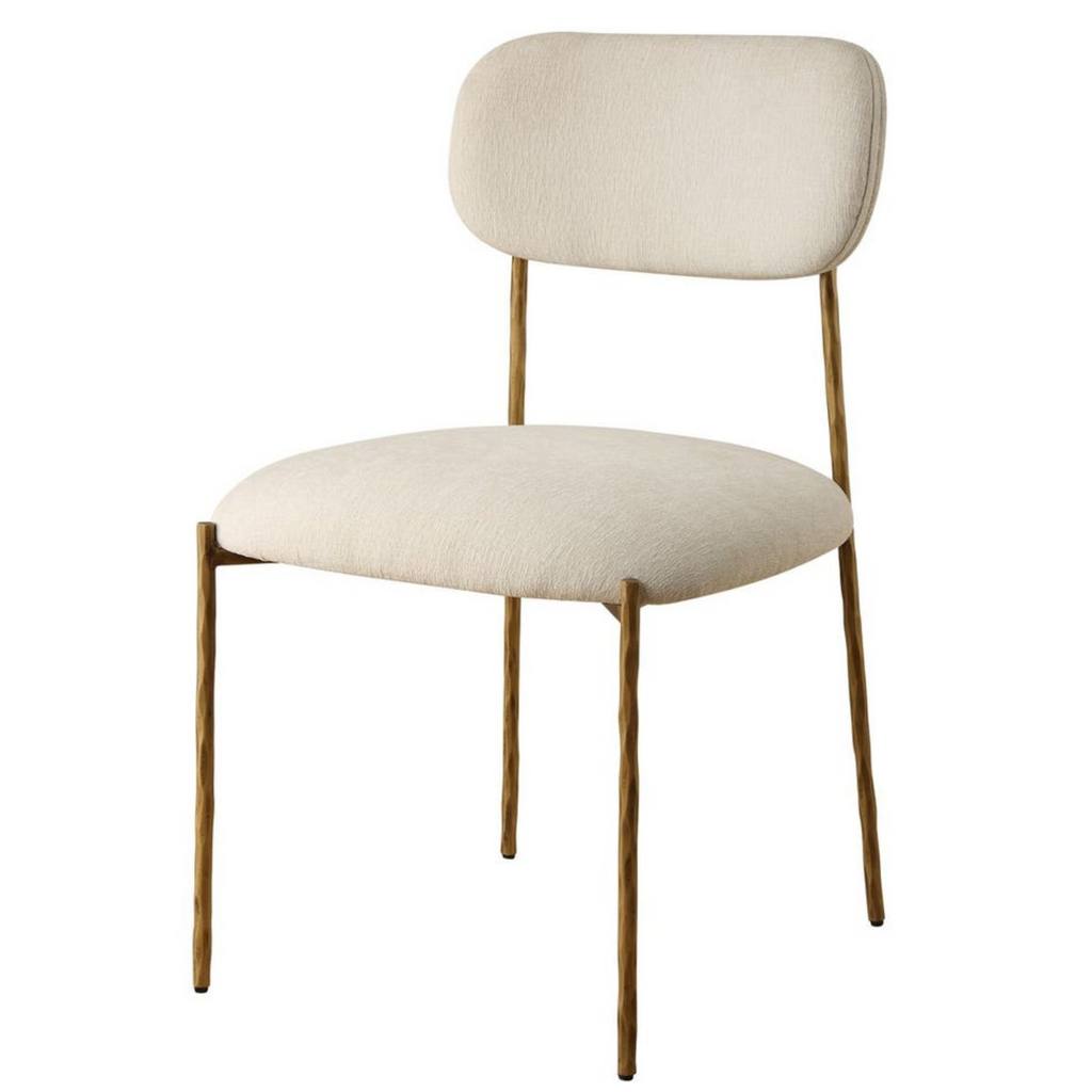 ZORA DINING CHAIR OFF WHITE AND BURNISHED GOLD