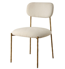 ZORA DINING CHAIR OFF WHITE AND BURNISHED GOLD