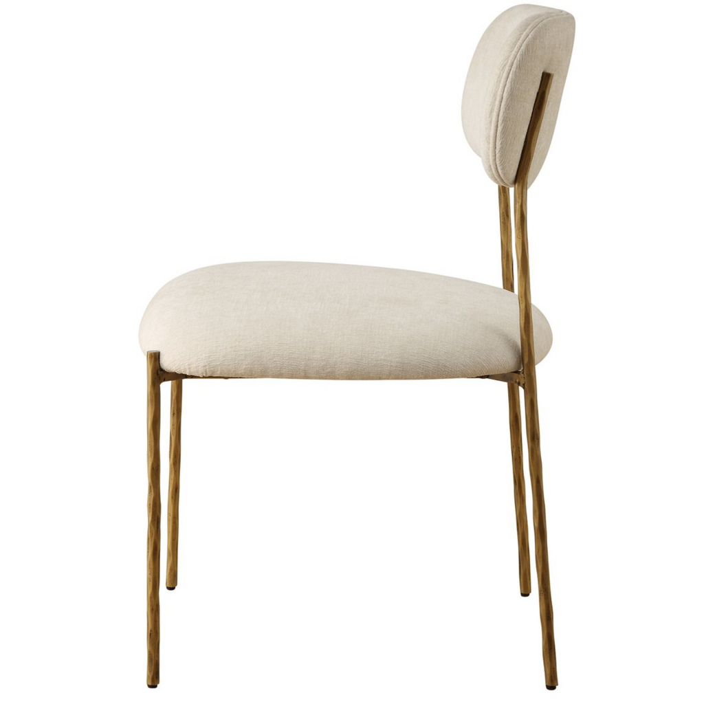 ZORA DINING CHAIR OFF WHITE AND BURNISHED GOLD