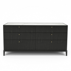 HEMRIK 6-DRAWER CHEST WITH LACQUERED GLASS TOP By HUPPE