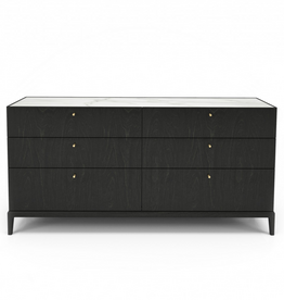 HEMRIK 6-DRAWER CHEST WITH LACQUERED GLASS TOP By HUPPE