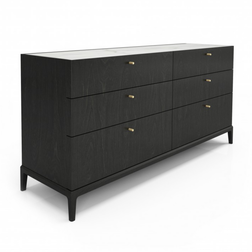 HEMRIK 6-DRAWER CHEST WITH LACQUERED GLASS TOP By HUPPE