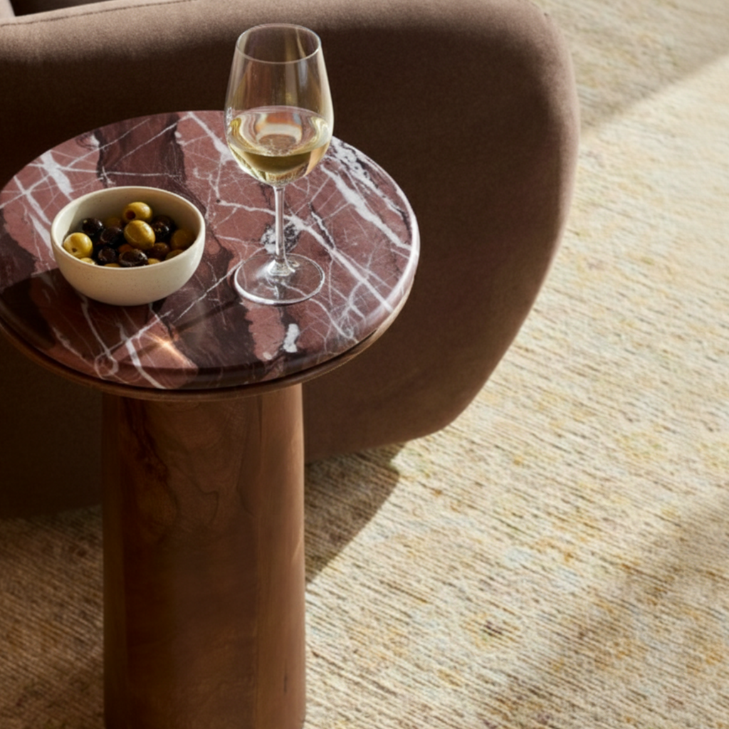 MERROW SIDE TABLE MARBLE RED
