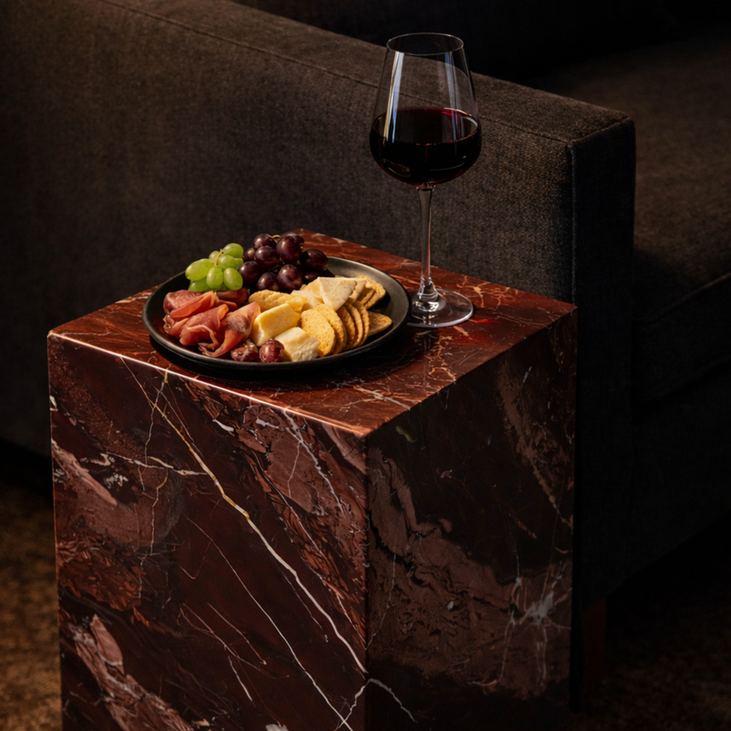 AUREL SIDE TABLE MARBLE RED