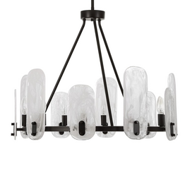ODYSSEY 10 LIGHT CHANDELIER DARK BRONZE WITH WHITE SWIRL GLASS