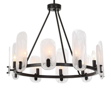ODYSSEY 10 LIGHT CHANDELIER DARK BRONZE WITH WHITE SWIRL GLASS