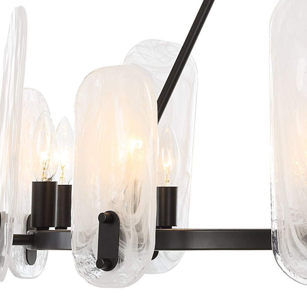 ODYSSEY 10 LIGHT CHANDELIER DARK BRONZE WITH WHITE SWIRL GLASS