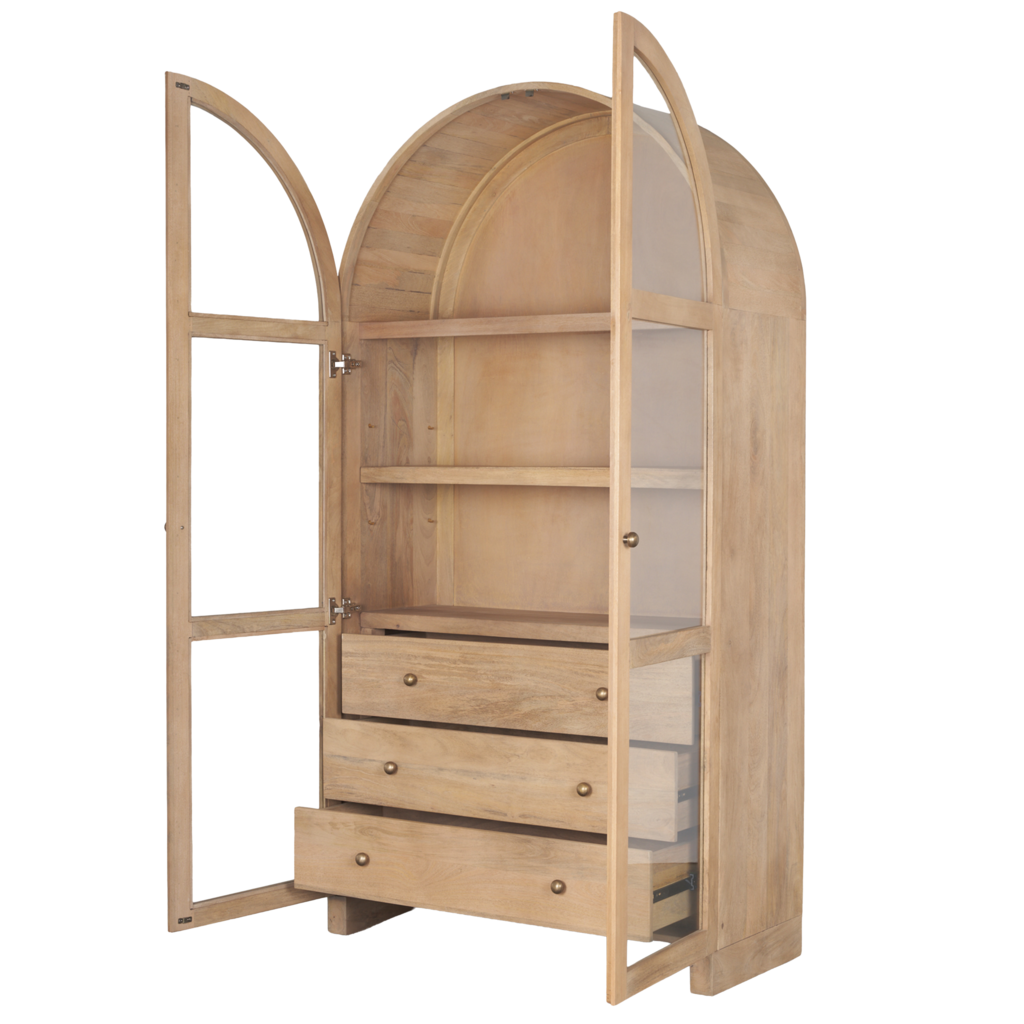 ONWARD 2 DOOR ARCHED CABINET NATURAL