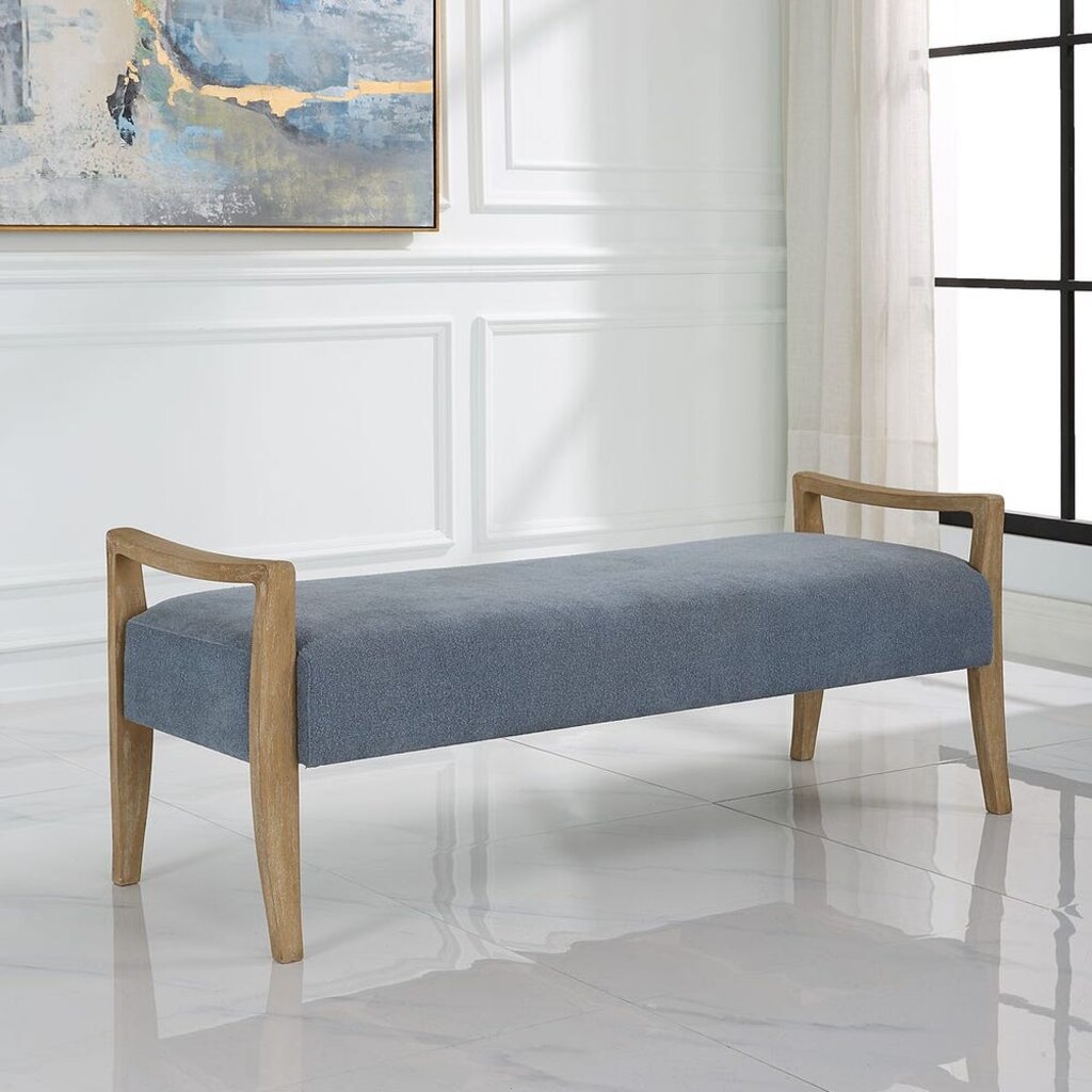 OCEANSIDE UPHOLSTERED BENCH BLUE