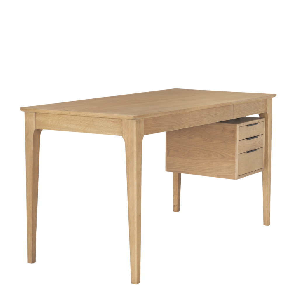 LANA DESK OAK WOOD w/4 DRAWERS