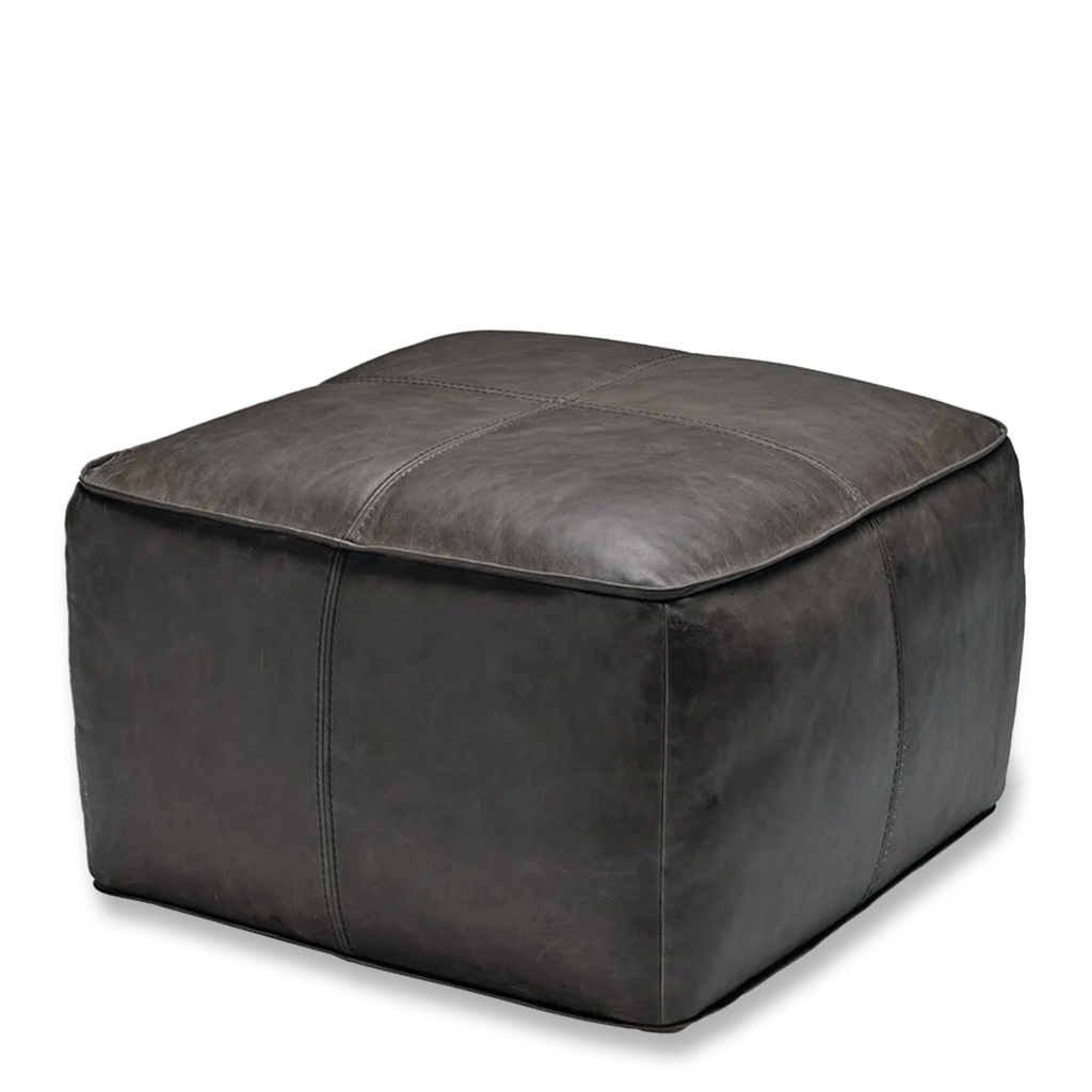 BILLINGS OTTOMAN LEATHER DARK GREY
