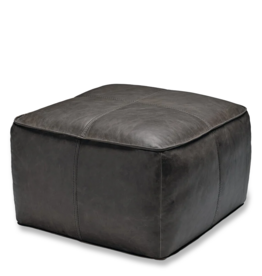 BILLINGS OTTOMAN LEATHER DARK GREY