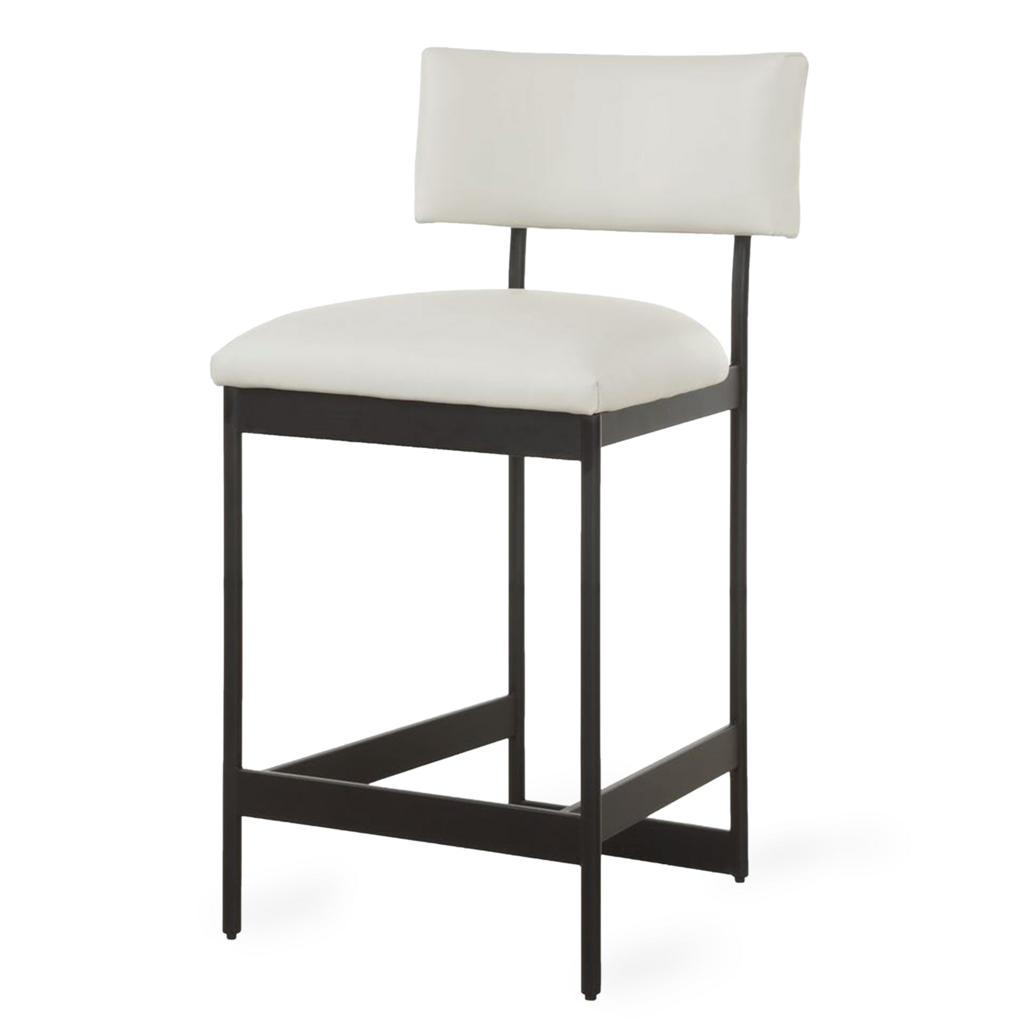 LUCA COUNTER STOOL LEATHER AND METAL BLACK