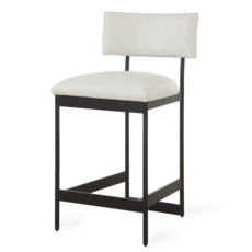 LUCA COUNTER STOOL LEATHER AND METAL BLACK
