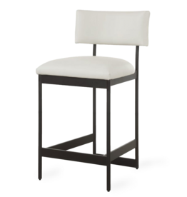 LUCA COUNTER STOOL LEATHER AND METAL BLACK