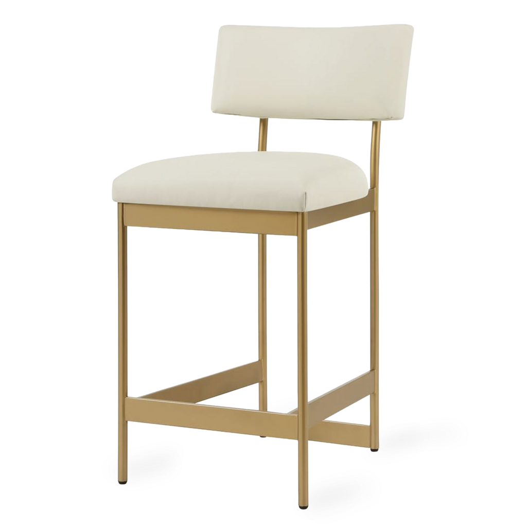 LUCA COUNTER STOOL LEATHER AND METAL GOLD