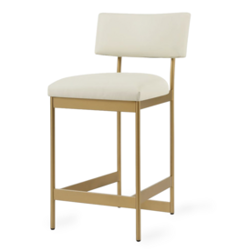LUCA COUNTER STOOL LEATHER AND METAL GOLD