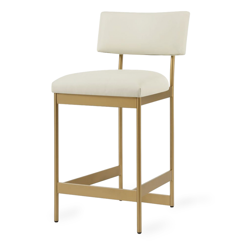 LUCA COUNTER STOOL LEATHER AND METAL GOLD