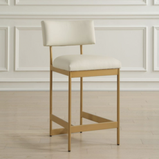 LUCA COUNTER STOOL LEATHER AND METAL GOLD