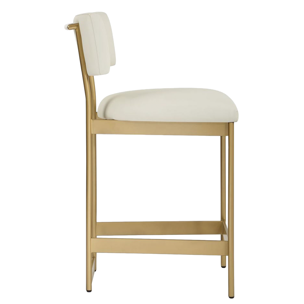 LUCA COUNTER STOOL LEATHER AND METAL GOLD