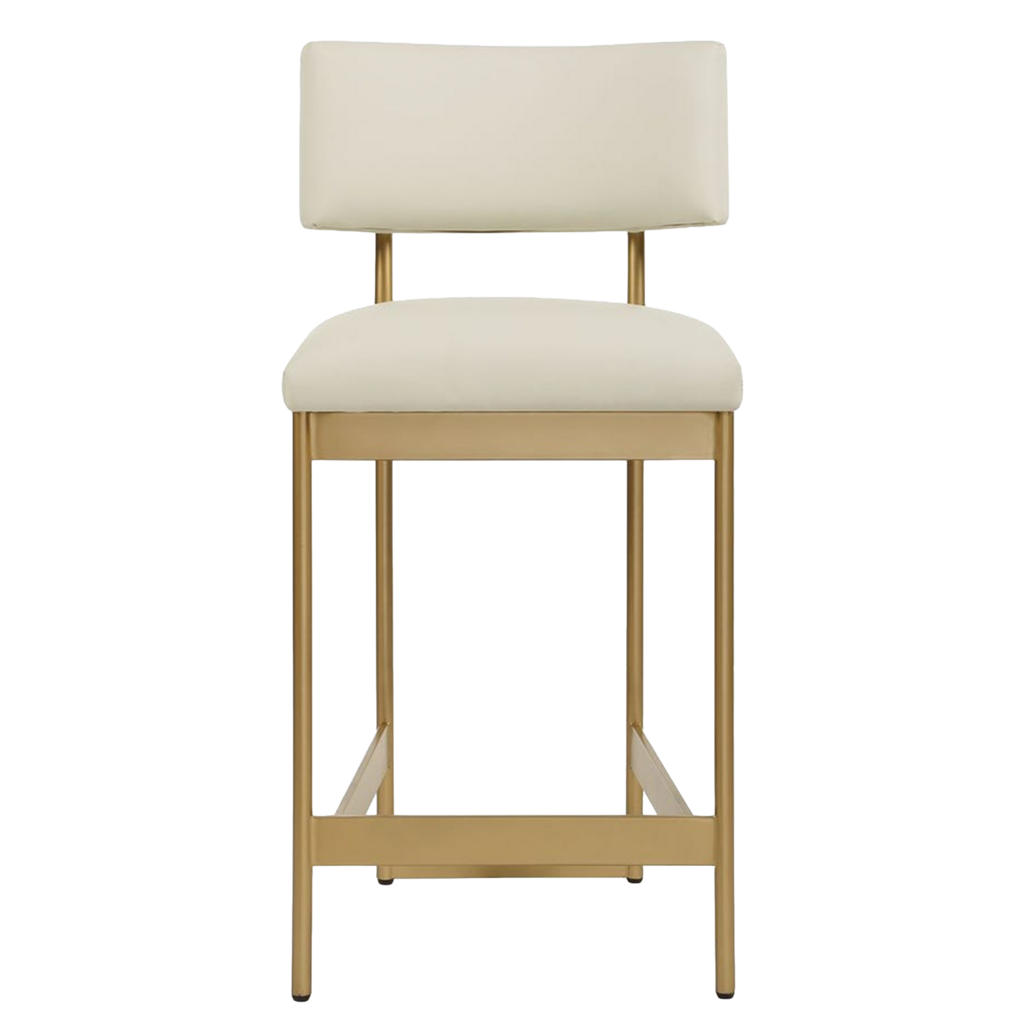 LUCA COUNTER STOOL LEATHER AND METAL GOLD