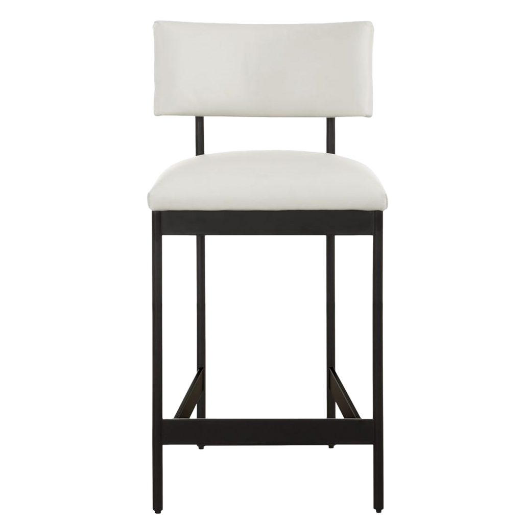 LUCA COUNTER STOOL LEATHER AND METAL BLACK