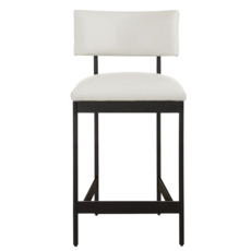 LUCA COUNTER STOOL LEATHER AND METAL BLACK