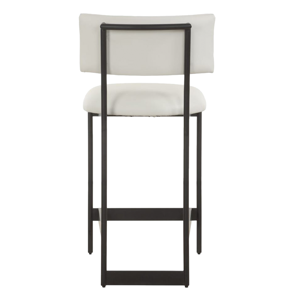 LUCA COUNTER STOOL LEATHER AND METAL BLACK