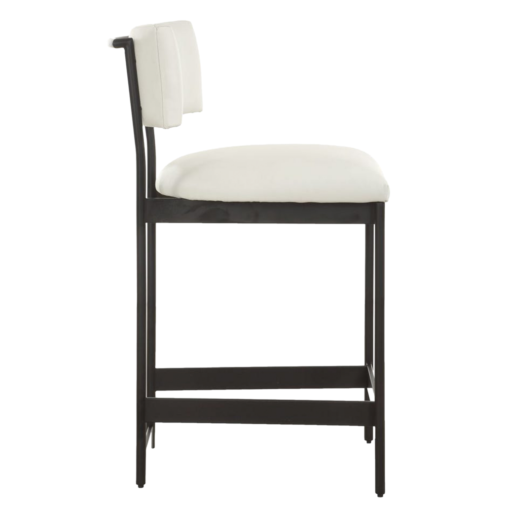 LUCA COUNTER STOOL LEATHER AND METAL BLACK